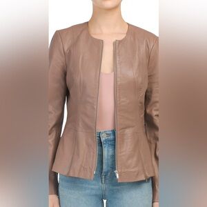 Badgley Mischka Peplum 100% Genuine Leather Jacket , Size L